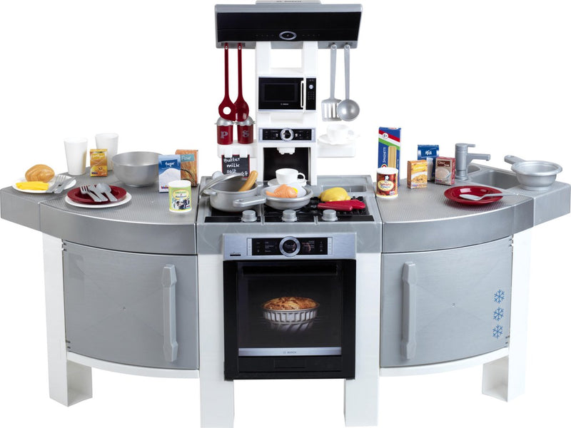 Klein Toys Cucina da gioco mega Bosch - 120x45x95 cm - incl. caffettiera, lavello, forno e utensili da cucina - grigio nero