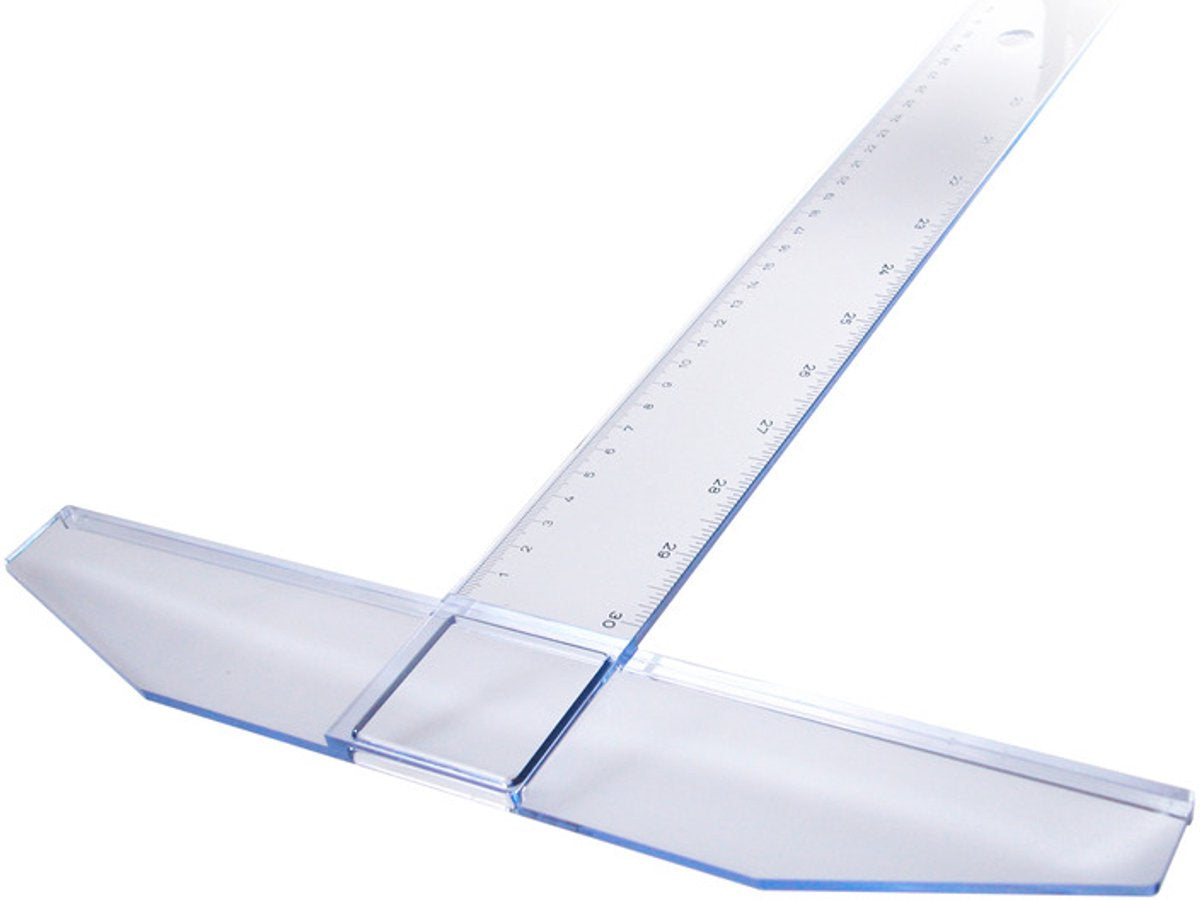 Gancio da disegno Aristo - lunghezza 75 cm - scala mm cm pollici - plexiglass trasparente - con borchie antiscivolo - ar-23177