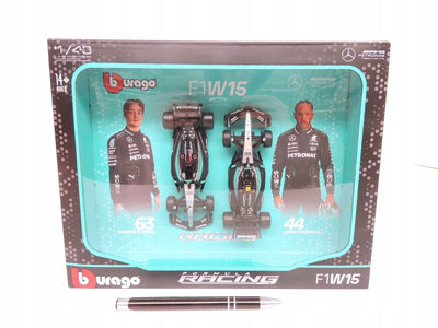 Bburago f1 mercedes-benz racewagen set 1:43 russell cadeau.