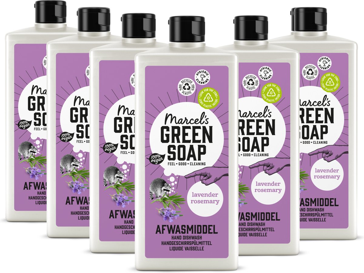 Sapone liquido per piatti Marcel's verde - lavanda rosmarino - 6 x 500 ml