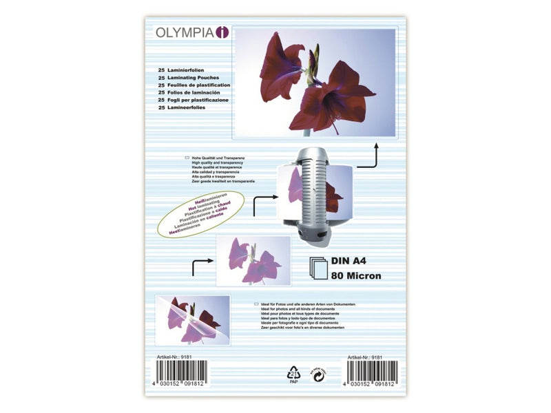 Olympia 1x25-lámina laminada-din-a4-80-micron