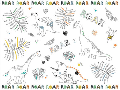 Coloring page Placemat Dino Roars, 6st.