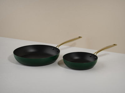 Set di padelle Combekk element expert - 20 28 cm - verde - rivestimento antiaderente in ceramica senza pfas - realizzato in alluminio riciclato al 100% - adatto all'induzione