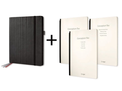 Organizador de negocios Sigel - conceptum flex - a4 - cuero artificial - negro - lleno de línea de cuaderno - cuaderno de lista de tareas pendientes - cuaderno de notas de conversación - si-cf132