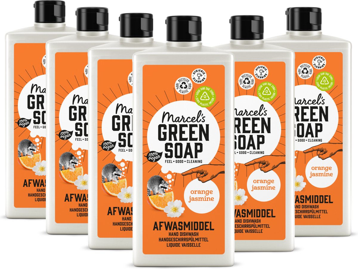 Sapone liquido per piatti Marcel's verde - gelsomino arancione - 6 x 500 ml