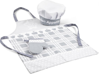 Nuovo grembiule da cucina Classic Toys® bianco argento con cappello da cucina e guanto da forno