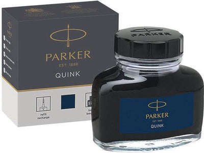 Botella de tinta para pluma estilográfica Parker | tinta quink negra azul | Tinta de escritura de 57 ml para pluma estilográfica.