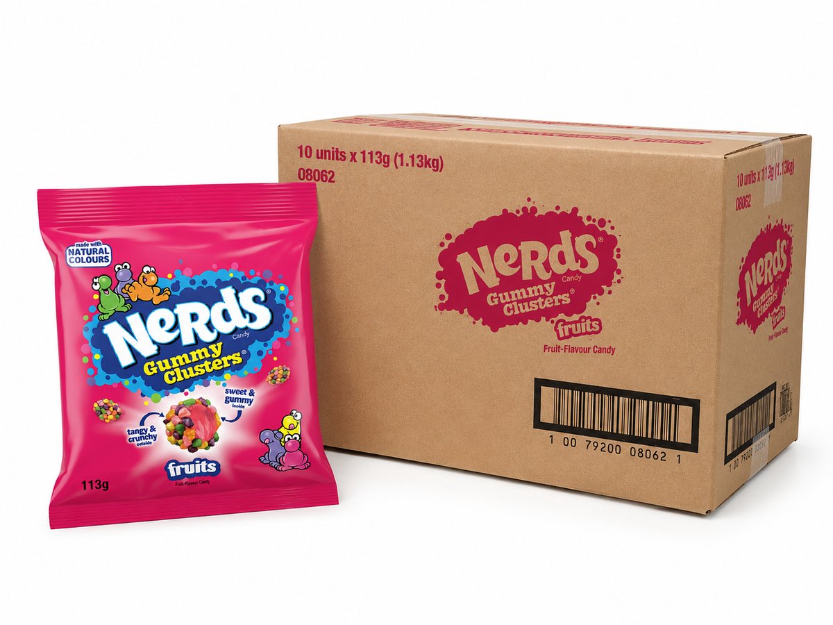 Nerds gummy clusters fruits - 10 x 113gr - voordeelverpakking