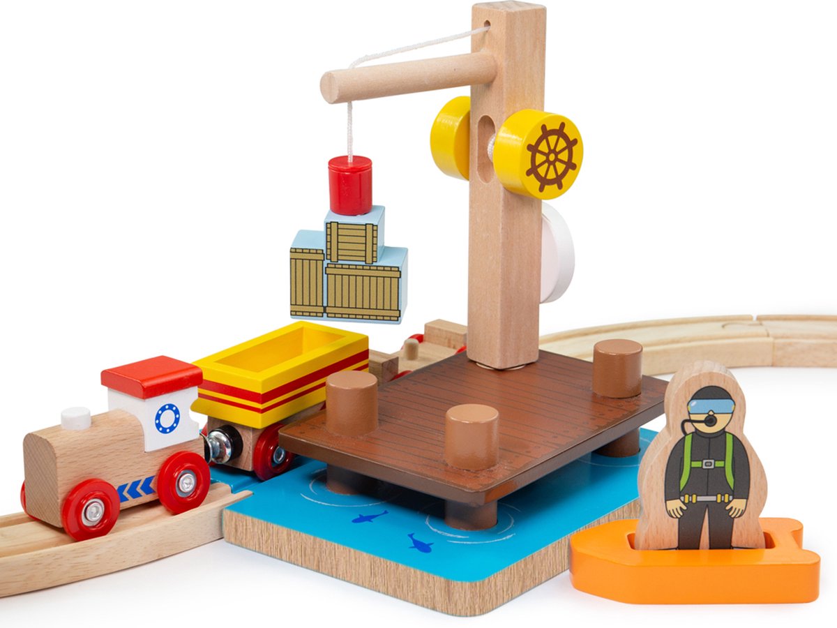 Bigjigs Wooden Rails Kraandok con Diver, 3dlg.