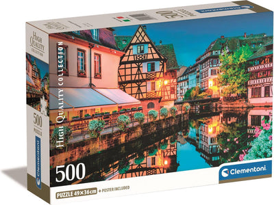 Clementoni - puzzle - 500 pezzi - centro storico di strasburgo - puzzle per adulti - collezione di alta qualità