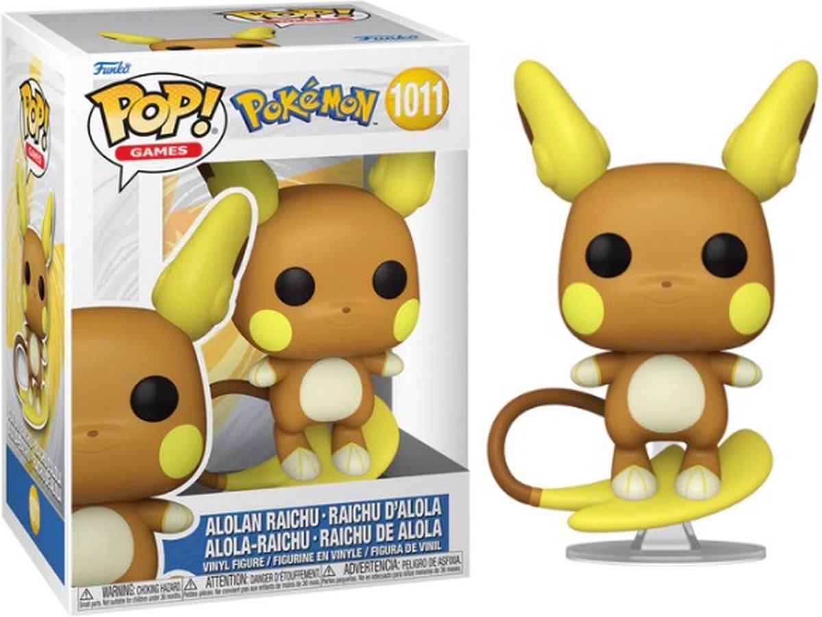 Funko pokémon alolan raichu - raichu d'alola - alola-raichu - raichu de alola figura vinilo 1011 pop! multicolor
