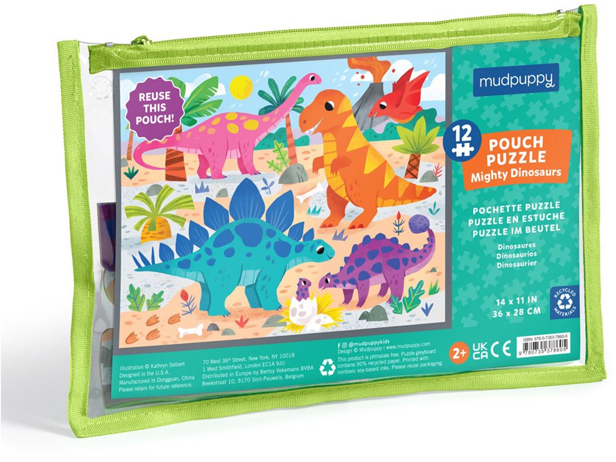 Puzzle Mudpuppy - dinosauri - 36x28 cm - 12 pezzi - 2 anni