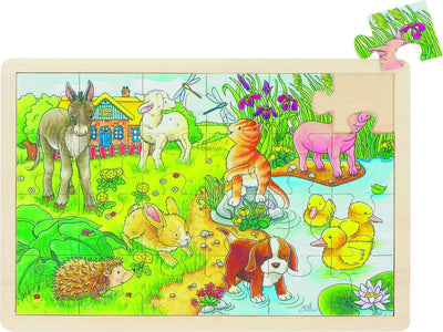 Goki wooden jigsaw puzzle baby animals, 24st.