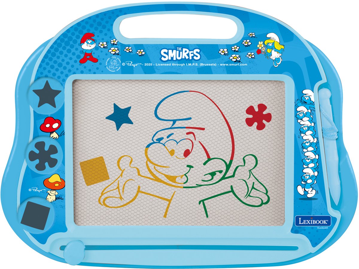 Lexibook smurfs magnetisch meerkleurig tekenbord met accessoires a5 formaat