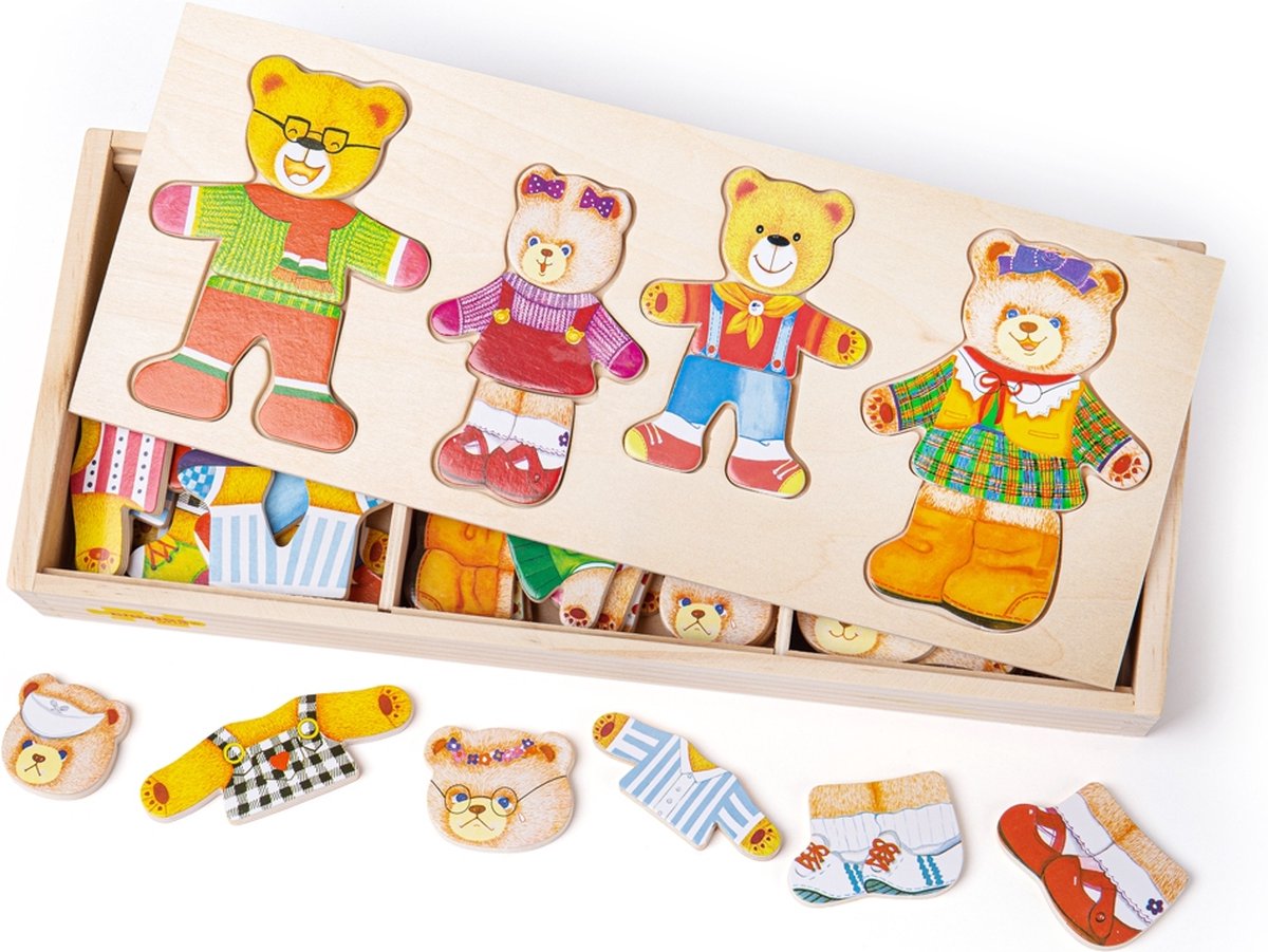 Bigjigs houten aankleedpuzzel berenfamilie - 72dlg.