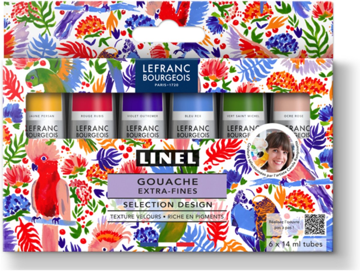 Lefranc bourgeois 302057 linel extra-fine gouache set „design“ 6×14 ml | professionele gouache verf