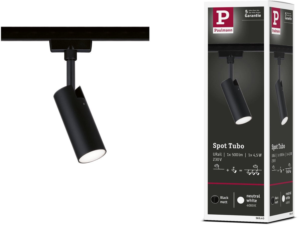 Paulmann Urail Rail spot tubo spot separato 280lm 4.5w 4000k 230v nero opaco
