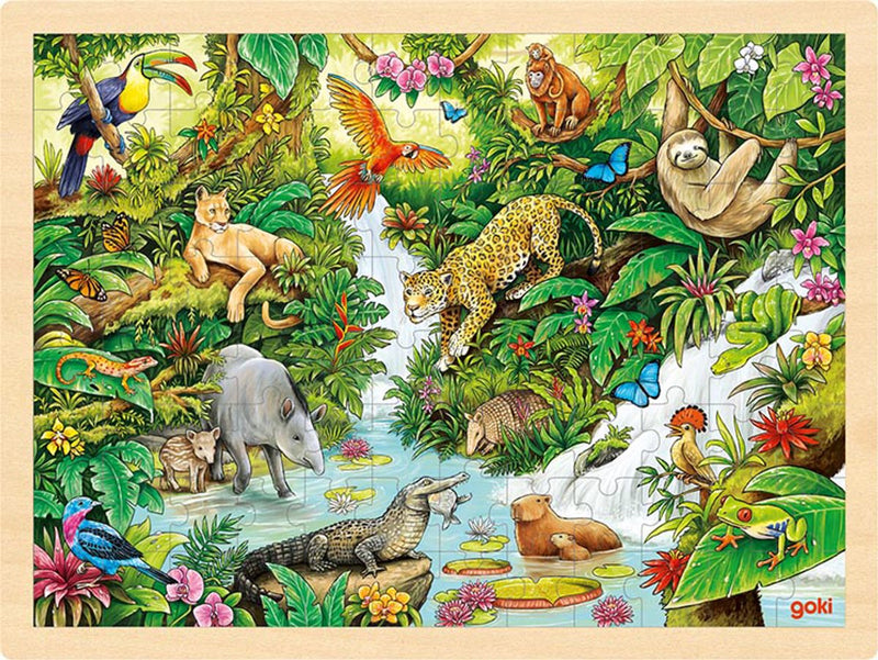 Goki Wooden Jigsaw Puzzle nella giungla, 96st.