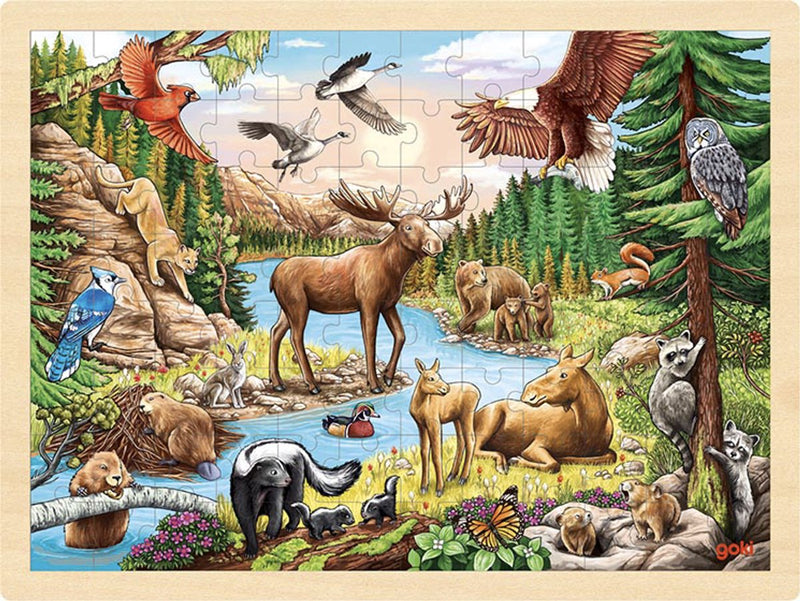 Goki Wooden Jigsaw Puzzle North American Wilderness, 96st.