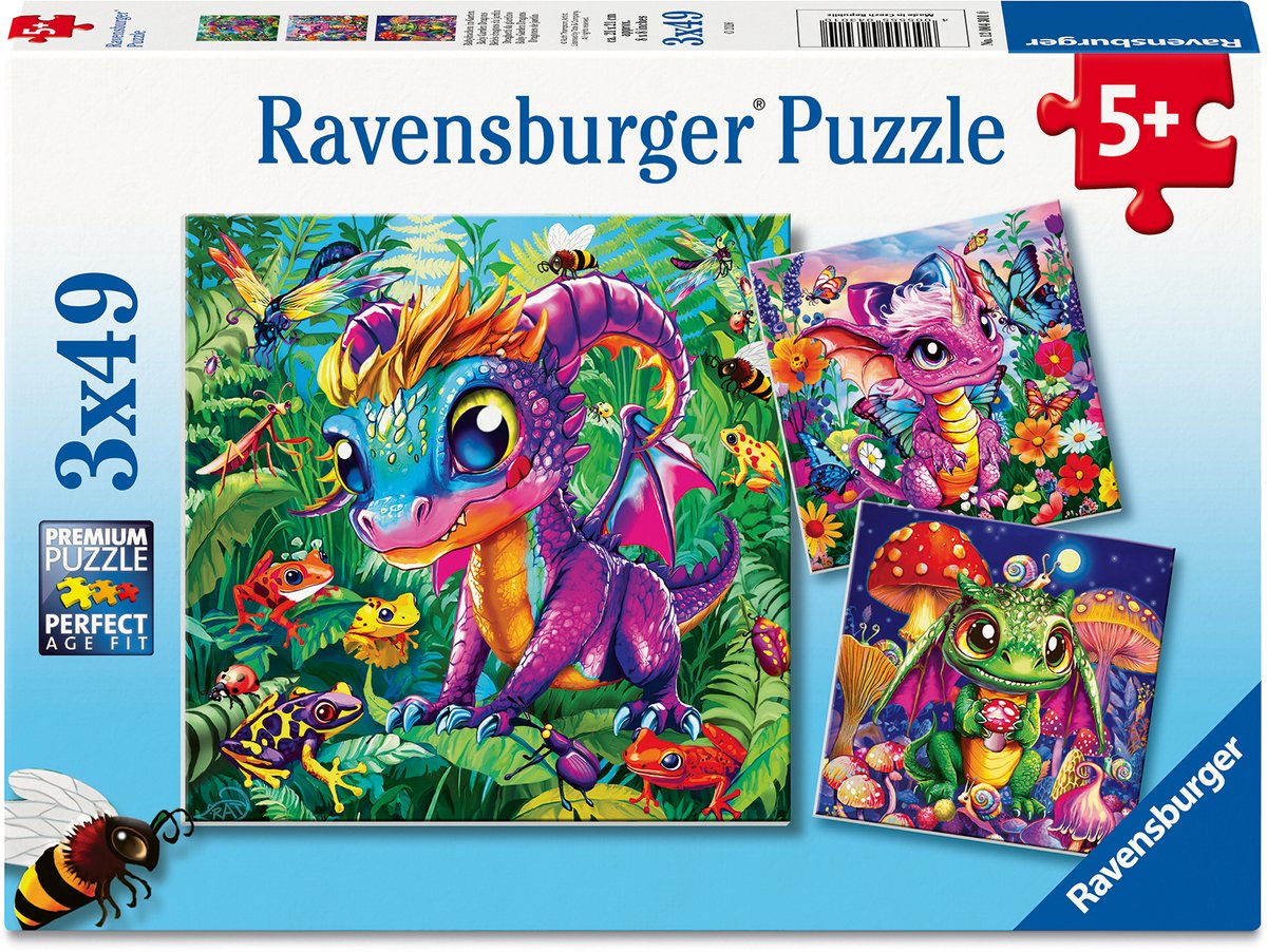 Puzzle Ravensburger Baby Garden Dragons - 3x49 pezzi.