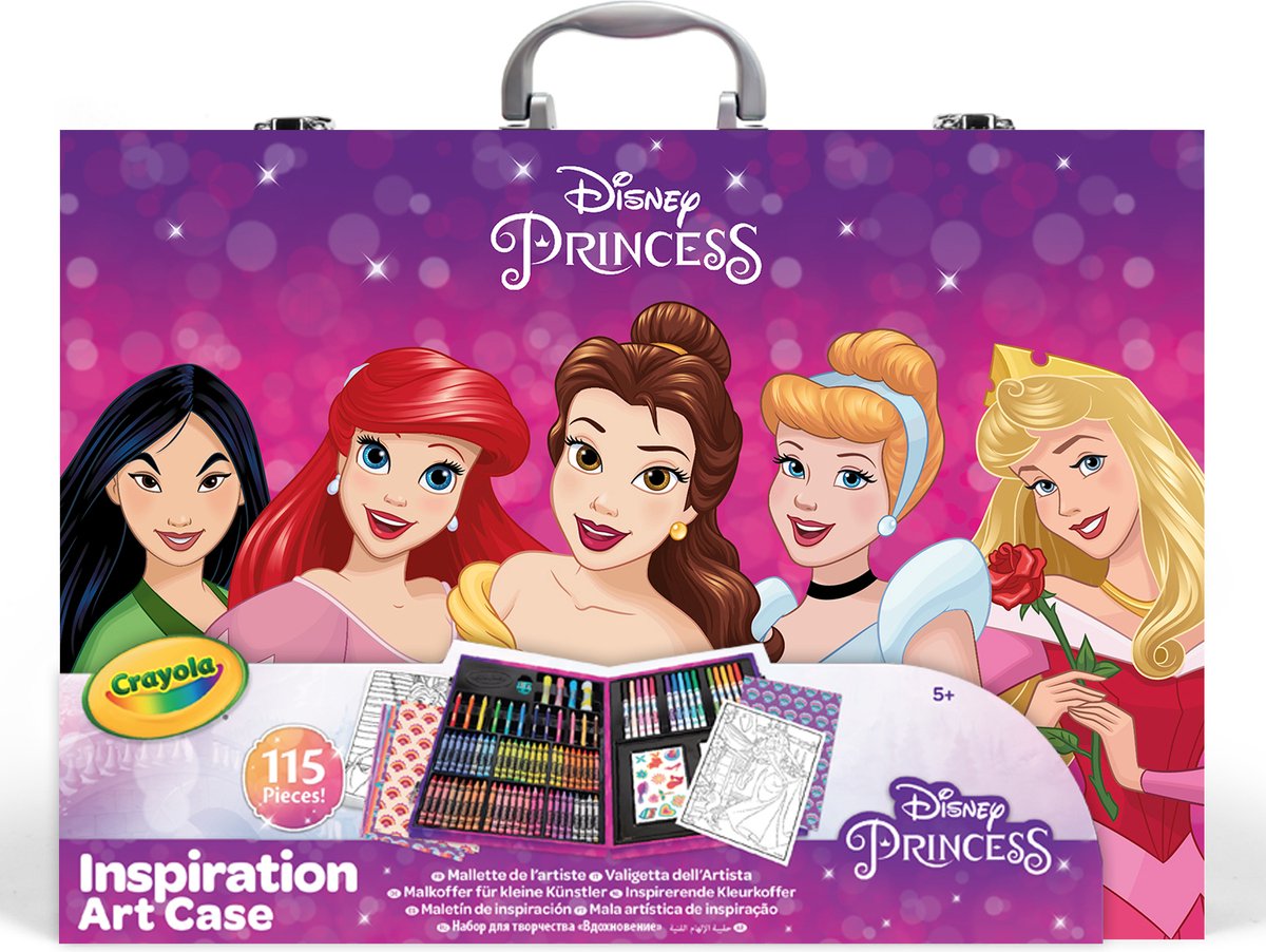 Crayola - pacchetto hobby - Custodia da colorare per bambini ispirata alle principesse Disney - 115 pezzi
