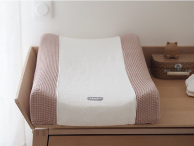 Béaba sofalange® hoes – voor schuin aankleedkussen - 100% biologisch katoen (gots) - zacht absorberend aankleedkussenhoes - roze