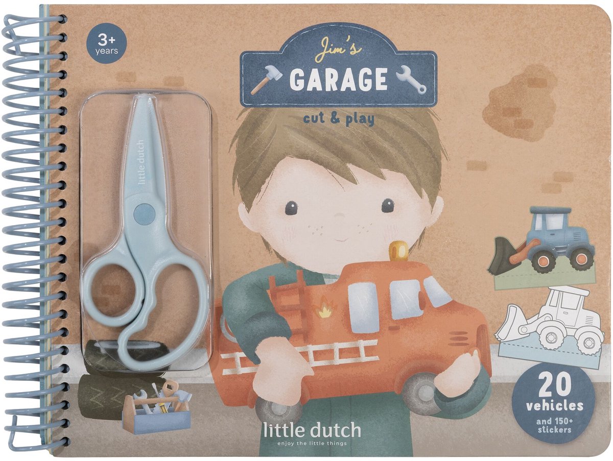 Little dutch knutselboek jim friends - auto's maken - compleet met kindveilige schaar - creatief speelgoed vanaf 3 jaar