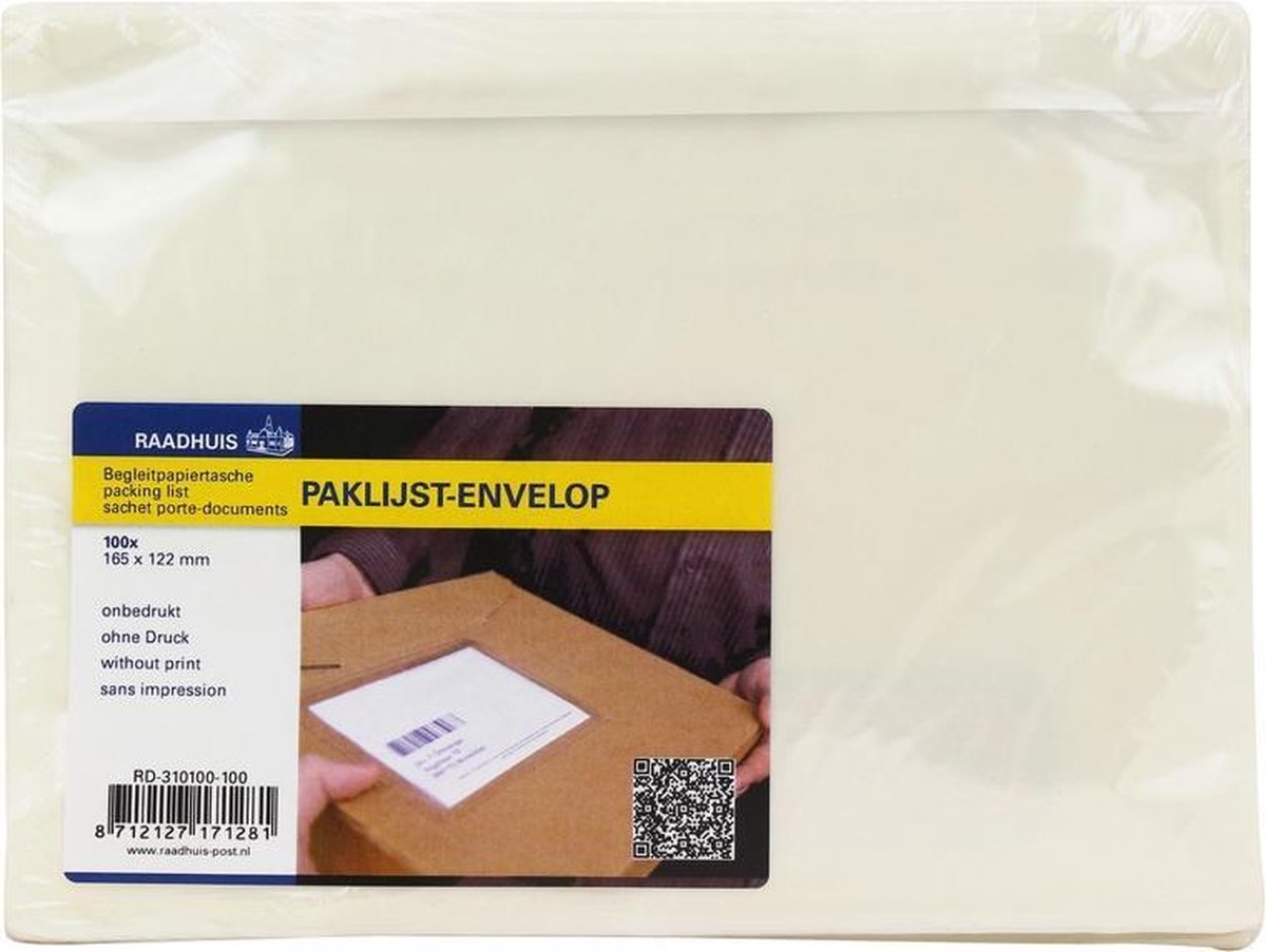 Raadhuis paklijstenvelop a6 - 165x122mm - onbedrukt - 100 stuks - rd-310100-100