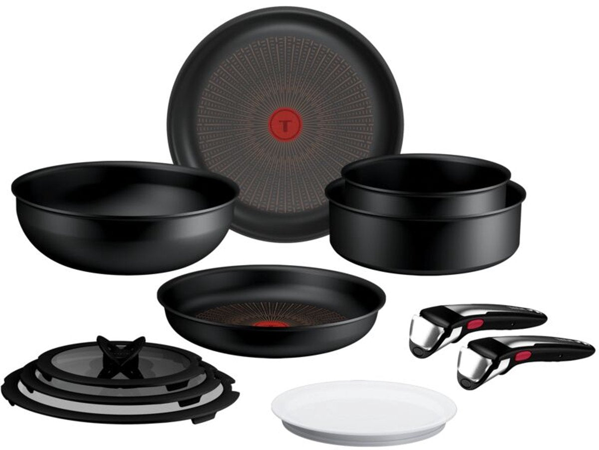 Tefal ingenio experience - set di padelle - 11 pezzi - nucleo in fusione - incluso coperchio - manici