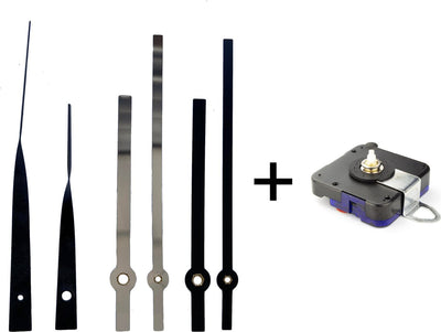 Nexttime diy – clock parts – set m – metal – black – silent movement + hands