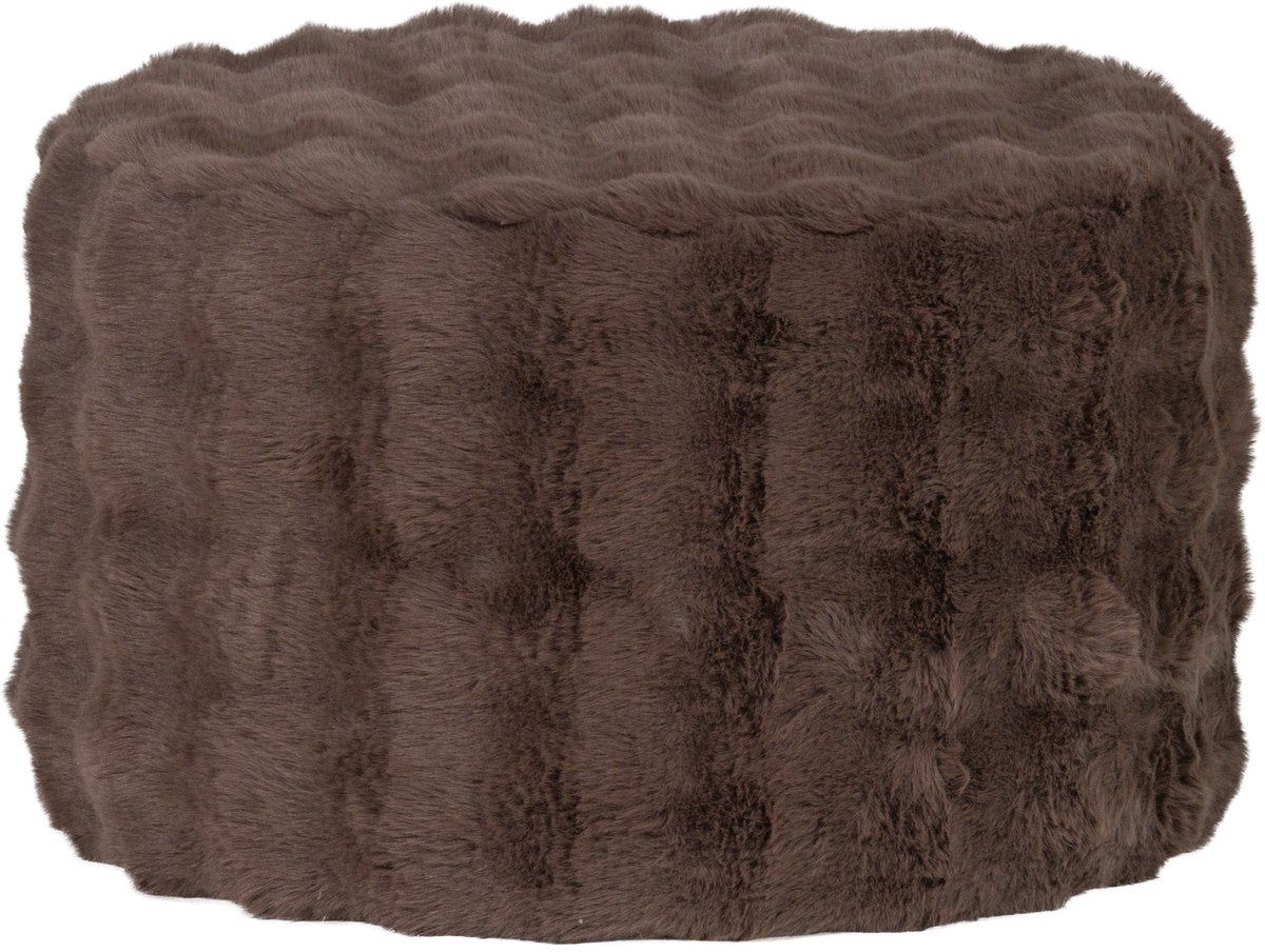 Woood olven poef laag - fluffy stof - bruin - 36x60x60