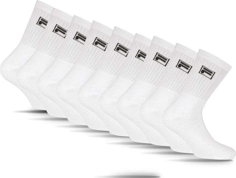 Calcetines deportivos de tenis Fila con logo pequeño - talla 39 42 - paquete de 9 - blanco