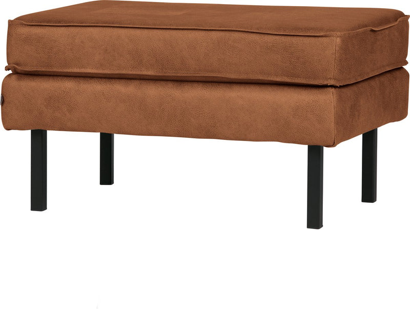 Reposapiés de rodeo Woood con patas - cuero reciclado - coñac - 45x84x54