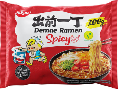 Nissin demae ramen - spicy noodles bowl - instant noedels - vegan - 10 stuks