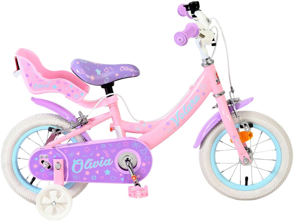 Bicicleta infantil Volare olivia - niña - 12 pulgadas - rosa - dos frenos de mano