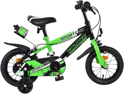 Bicicleta infantil Volare sportivo - niño - 12 pulgadas - verde negro - dos frenos de mano