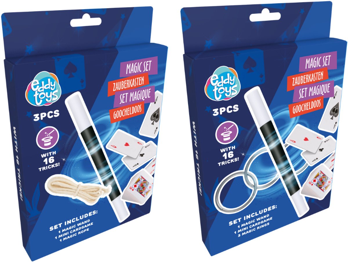 Set magico Eddy Toys per bambini - set magico con bacchetta magica e carte - 3 pezzi - ricevi 1 set casuale