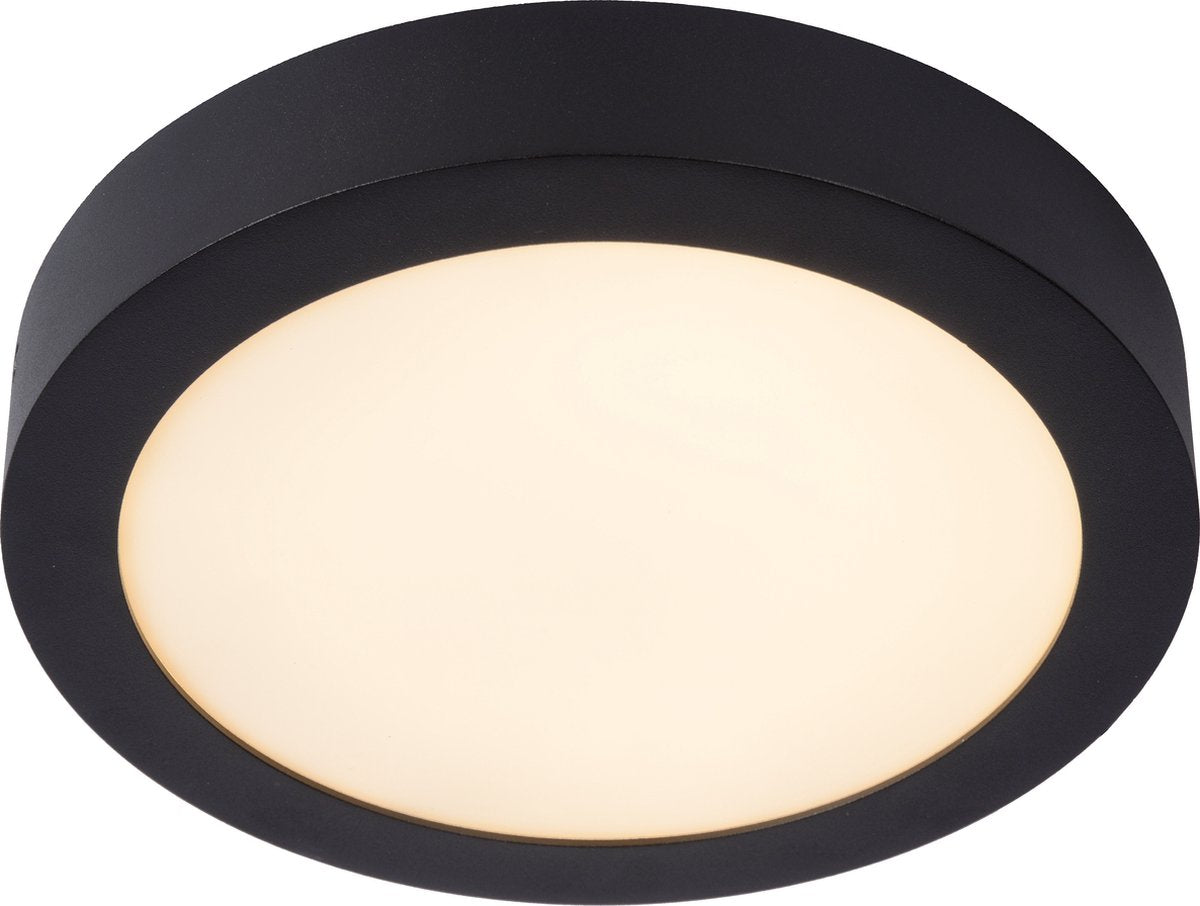 Lucide brice-led - plafón (plafón) baño - ø 24 cm - led regulable - 1x15w 3000k - ip44 - negro