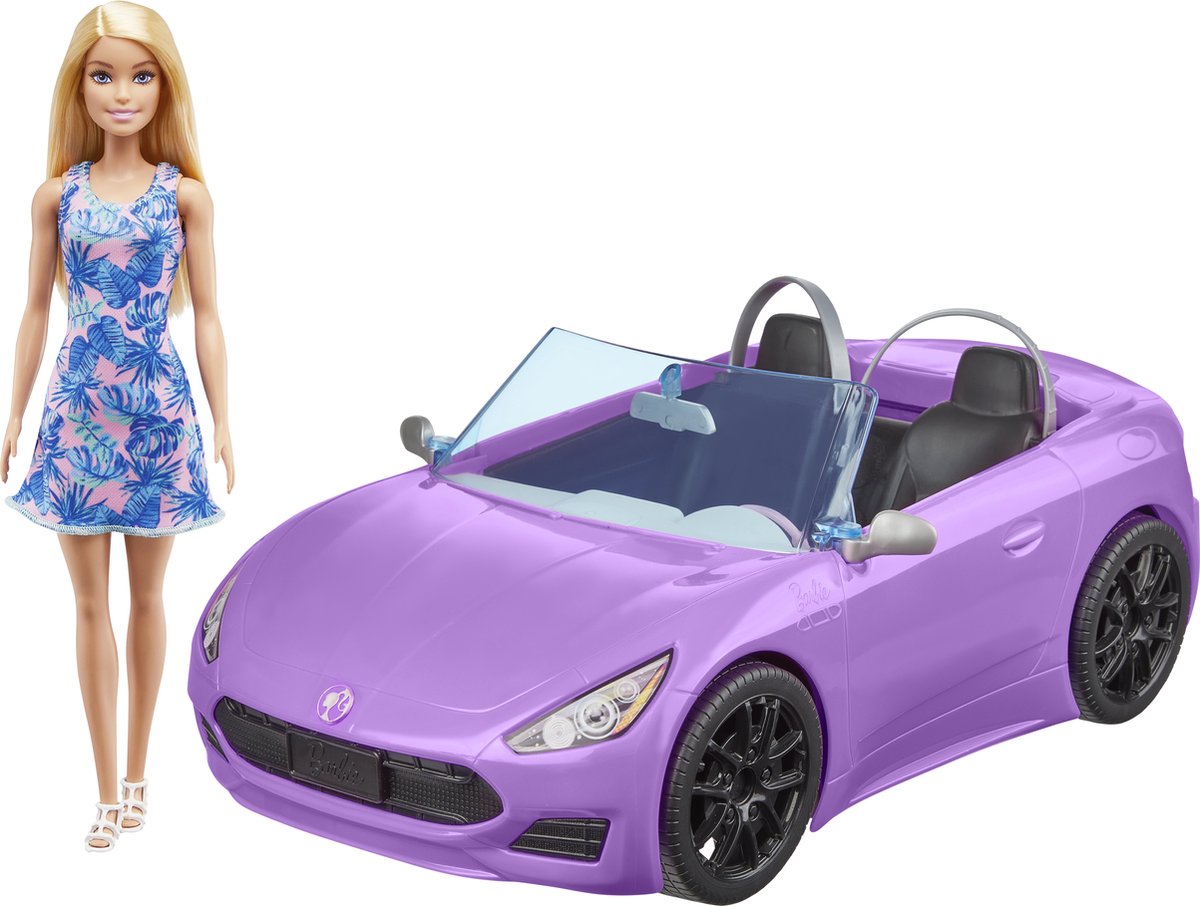 Muñeca Barbie con convertible morado - muñeca de moda