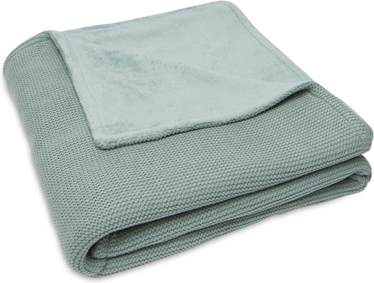 Coperta per culla Jollein 75x100 cm in pile verde foresta lavorato a maglia basic