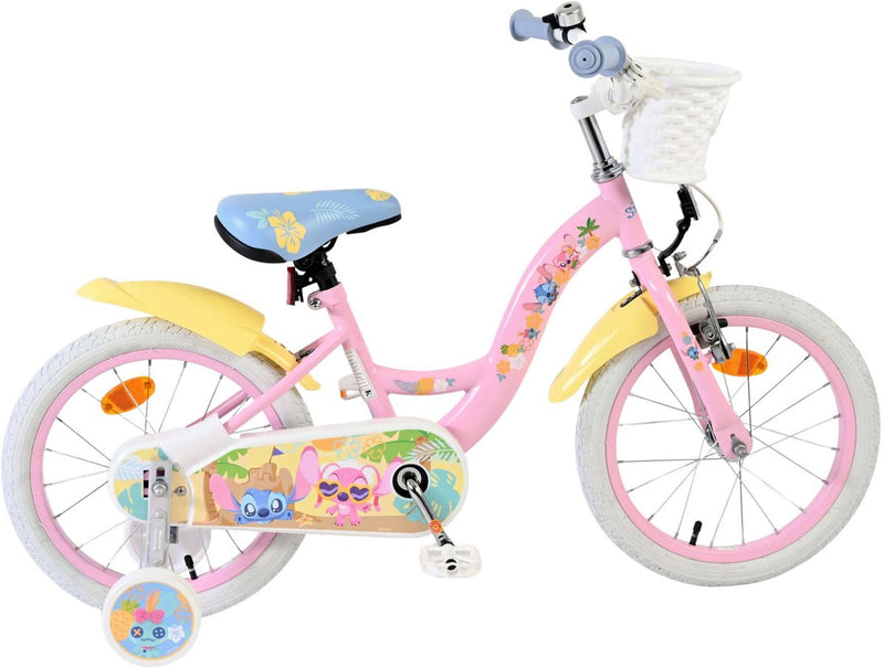 Bicicleta para niños de Disney Stitch - Niñas - 16 pulgadas - Crema Coral Azul