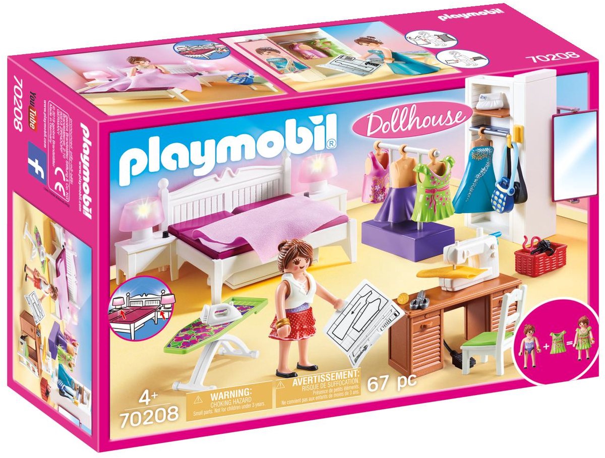 Camera da letto per bambole PlayMobil con design di moda Hoek 70208
