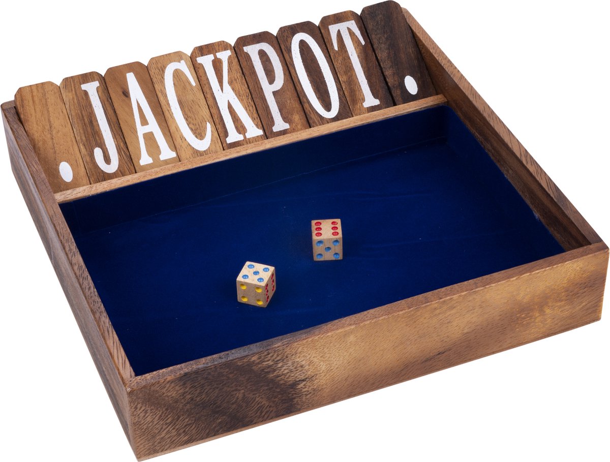 Longfield chiudi la scatola 2 giocatori blu - gioco di dadi in legno - gioco da tavolo classico - gioco per famiglie con feltro - 2 dadi - cuore d'angelo