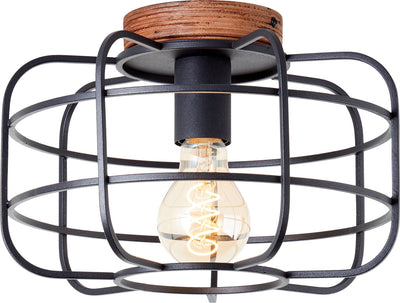 Brilliant gwen - plafondlamp - e27 max 1x60w - hout zwart