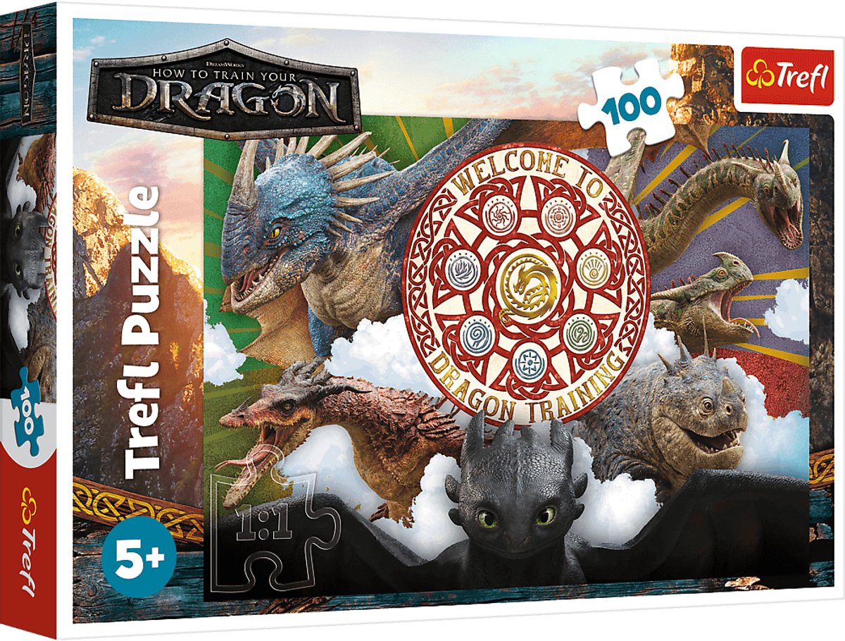 Puzzle Trefl - come addestrare il tuo drago - 100 pezzi - giocattolo educativo.