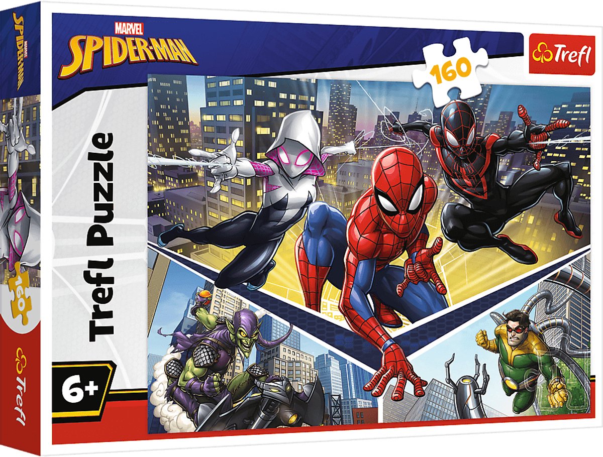 Trefl puzzle spiderman power - puzzle marvel 160 pezzi di cartone.