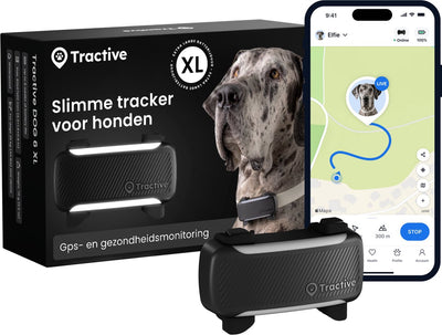 Tractive Dog 6 XL – Smart GPS Tracker for Dogs with Monitoring Vital Values and Health Alerts, 6 Weeks Battery Life – Black