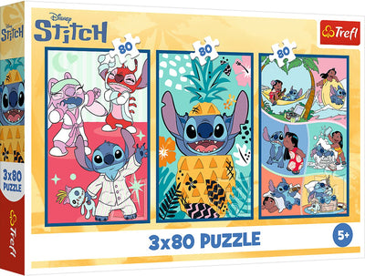 Trefl puzzle disney lilo stitch 3x80 piezas - el mundo de stitch.