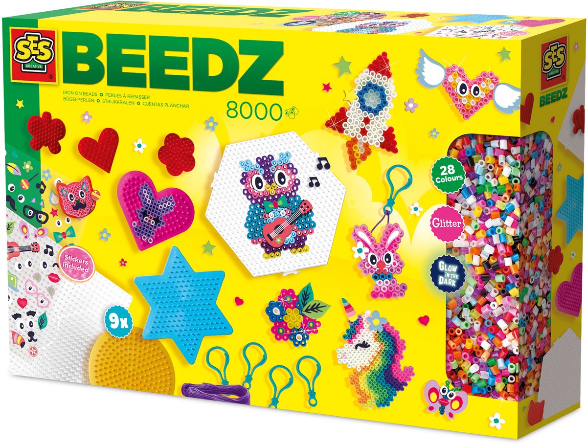 Perline termoadesive Ses creative - mega set artigianale - fai da te - senza PVC - per bambini dai 5 anni - 8000 perline termoadesive