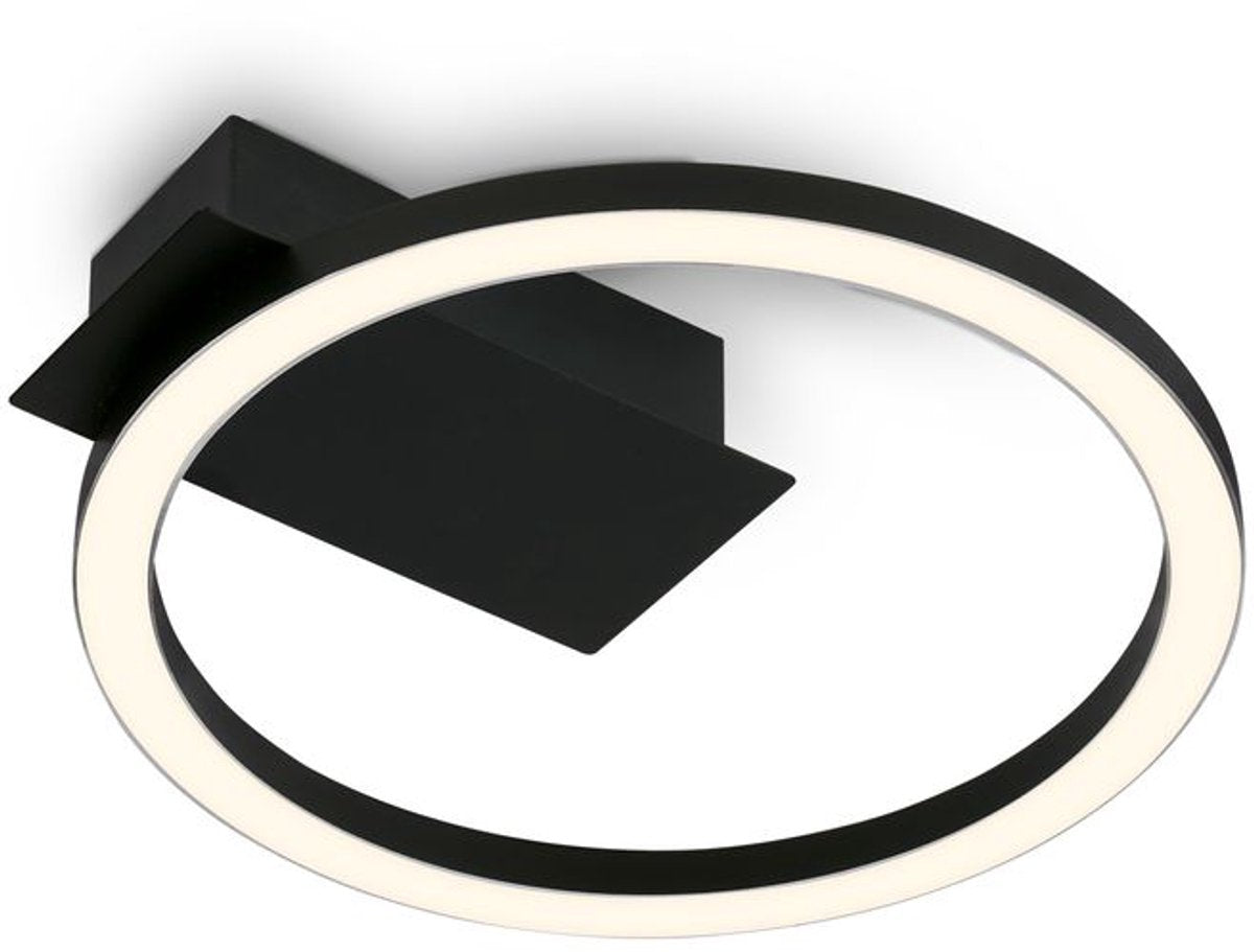 B.k.licht - plafondlamp led ring - plafonniere zwart - ø21cm - warm wit licht 3.000 k - 5w - 500lm